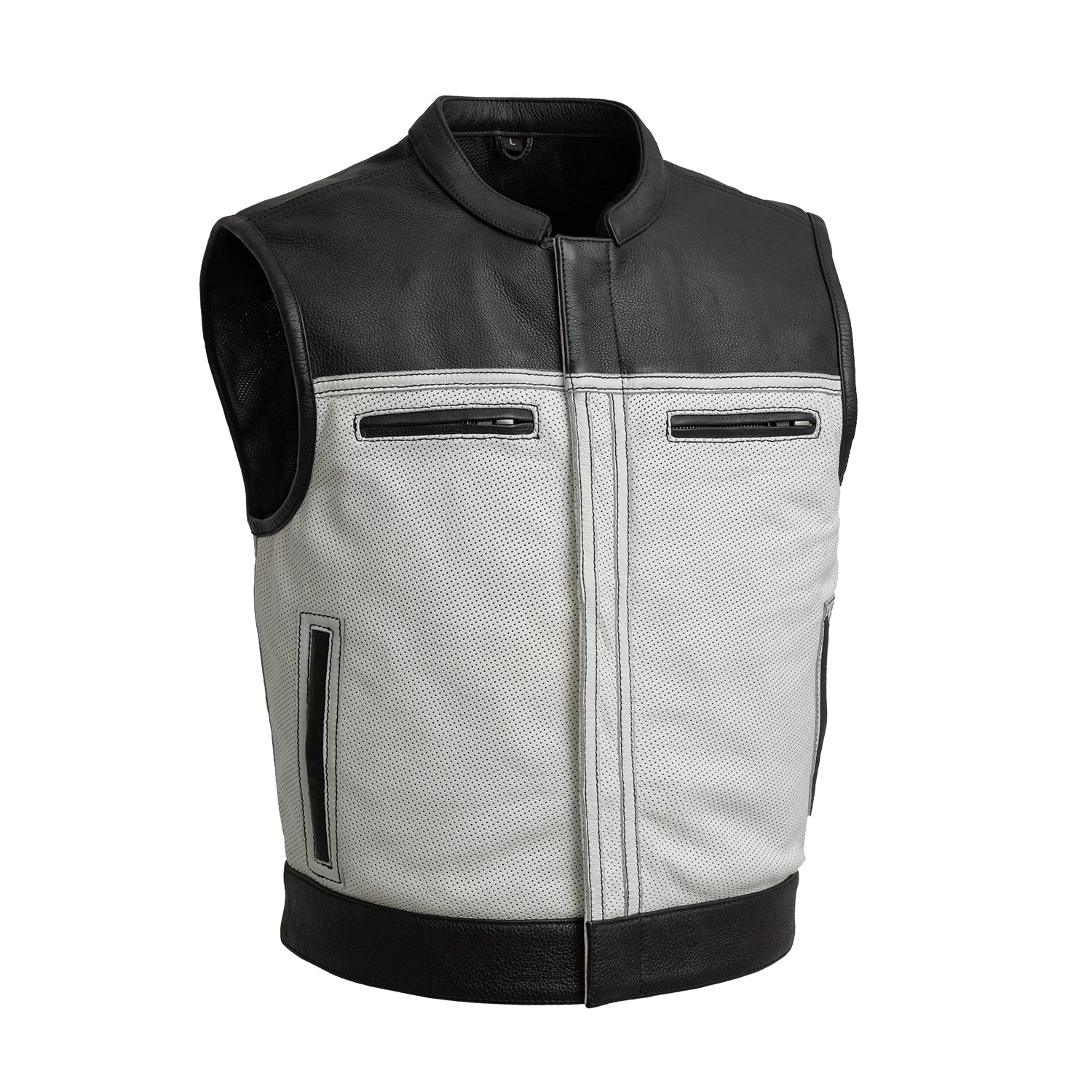 Two Tone Lowrider Perforated Men's Leather Vest Men's Perforated Leather Vest Vests