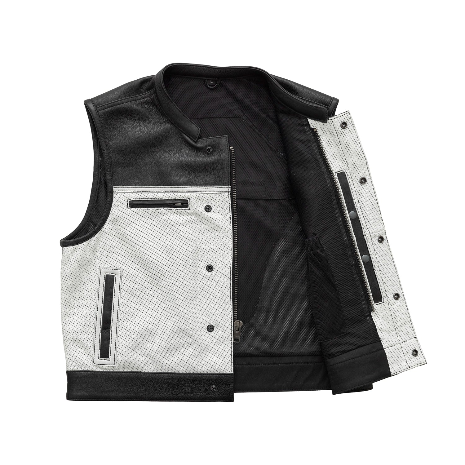 Two Tone Lowrider Perforated Men's Leather Vest Men's Perforated Leather Vest Vests