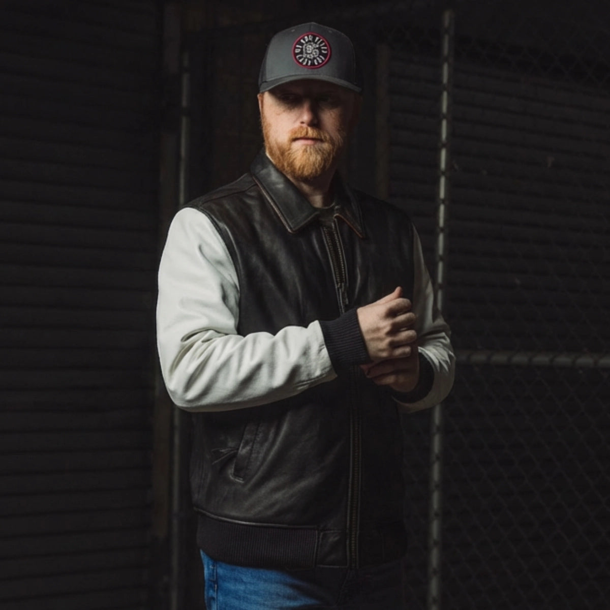 Moto Bomber Two Tone Men's Leather Jacket Men's Leather Jacket Jackets