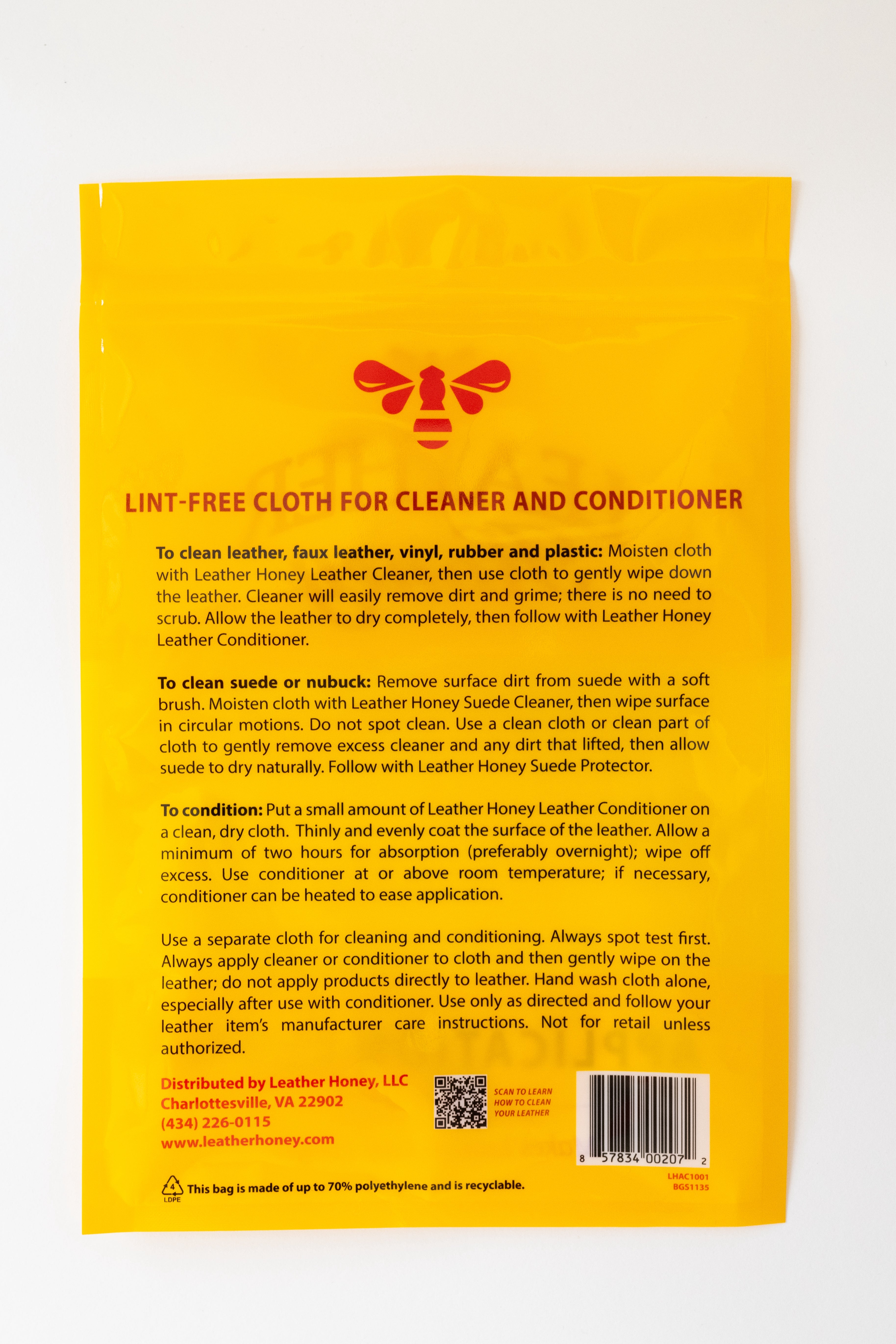 Lint-Free Application Cloth Leather Care Leather Honey