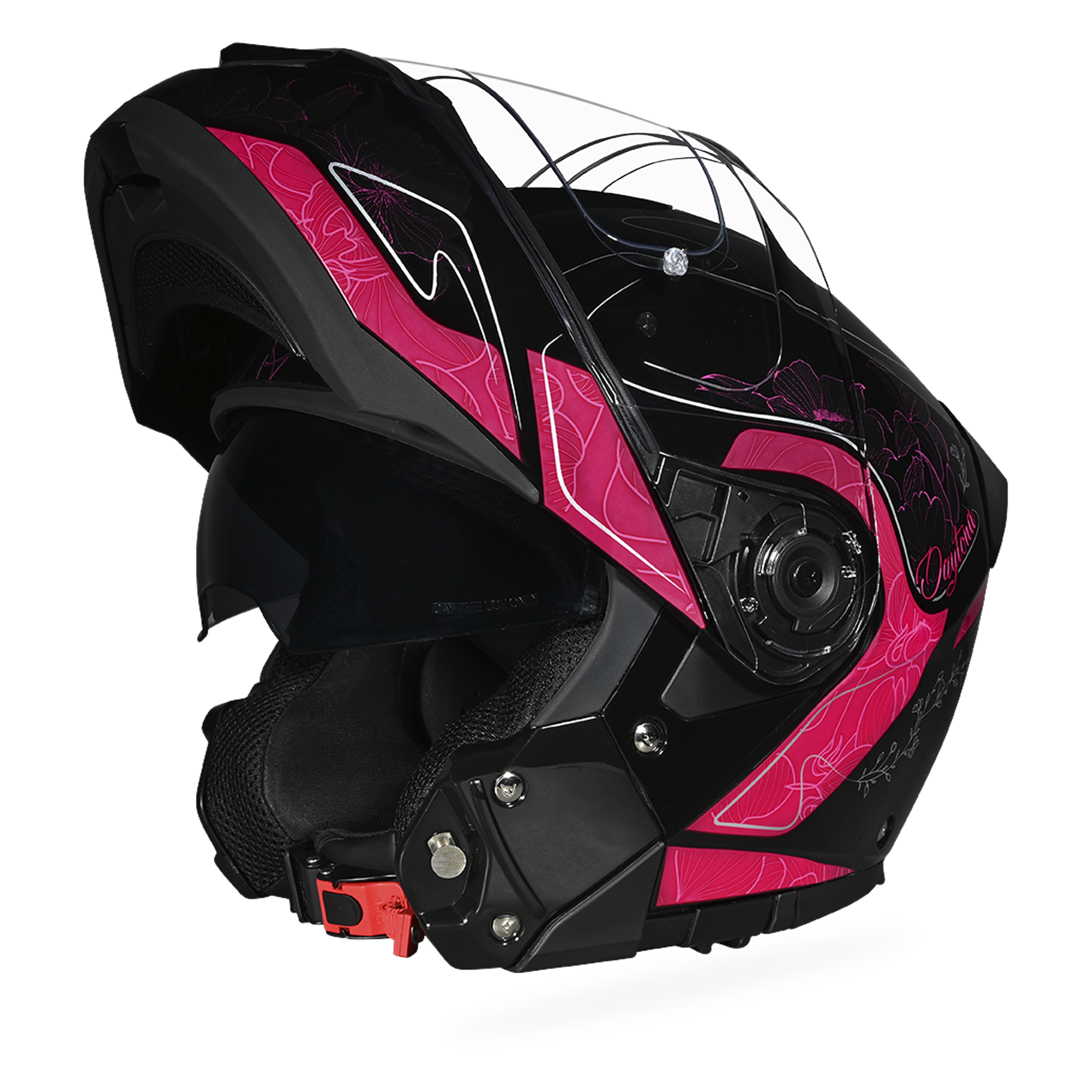 Daytona Glide Modular Motorcycle Helmet - DOT Approved, Bluetooth Ready, Dual Visor, Men/Women/Youth - W/ Flowers GLIDE - GRAPHICS Daytona Helmets
