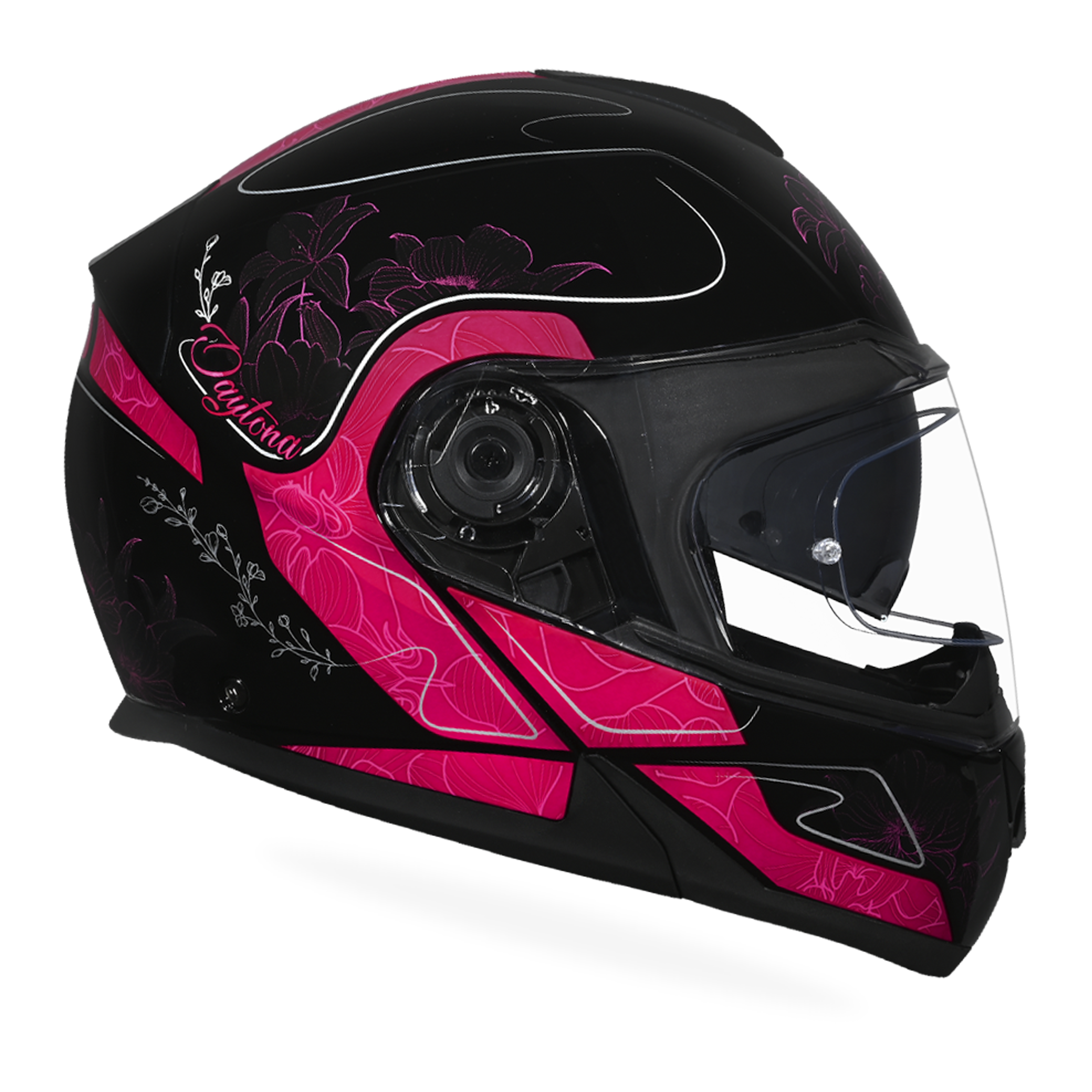 Daytona Glide Modular Motorcycle Helmet - DOT Approved, Bluetooth Ready, Dual Visor, Men/Women/Youth - W/ Flowers GLIDE - GRAPHICS Daytona Helmets