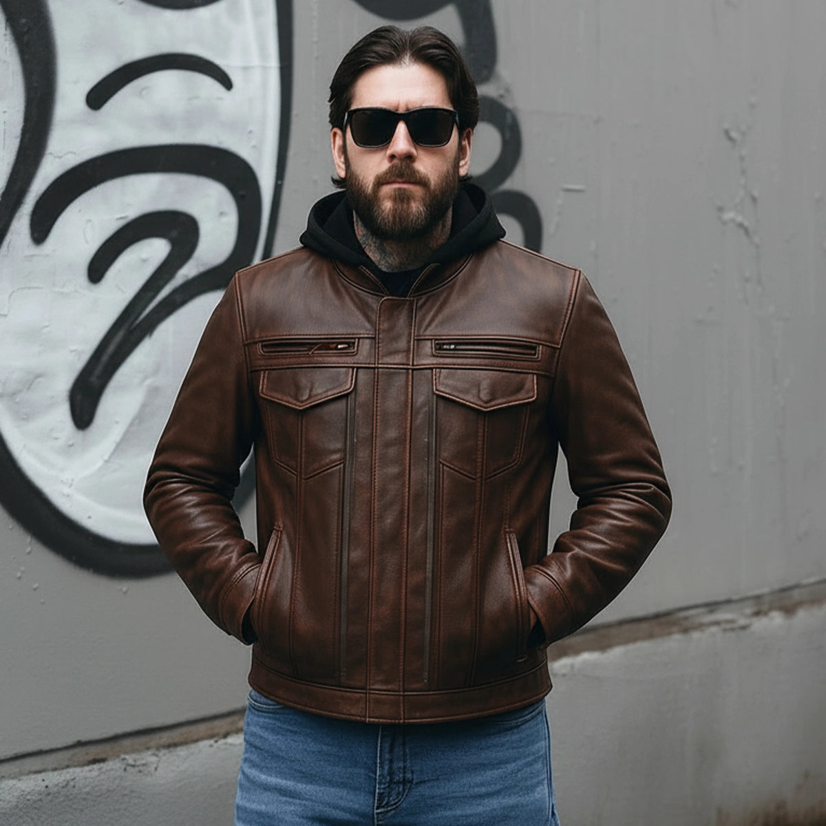 Raider Men's Motorcycle Leather Jacket Men's Leather Jacket Jackets
