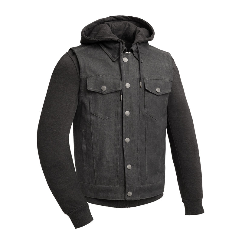 Rook - Men's Motorcycle Denim Vest Garage Sale GARAGE SALE S Black Sweatshirt 