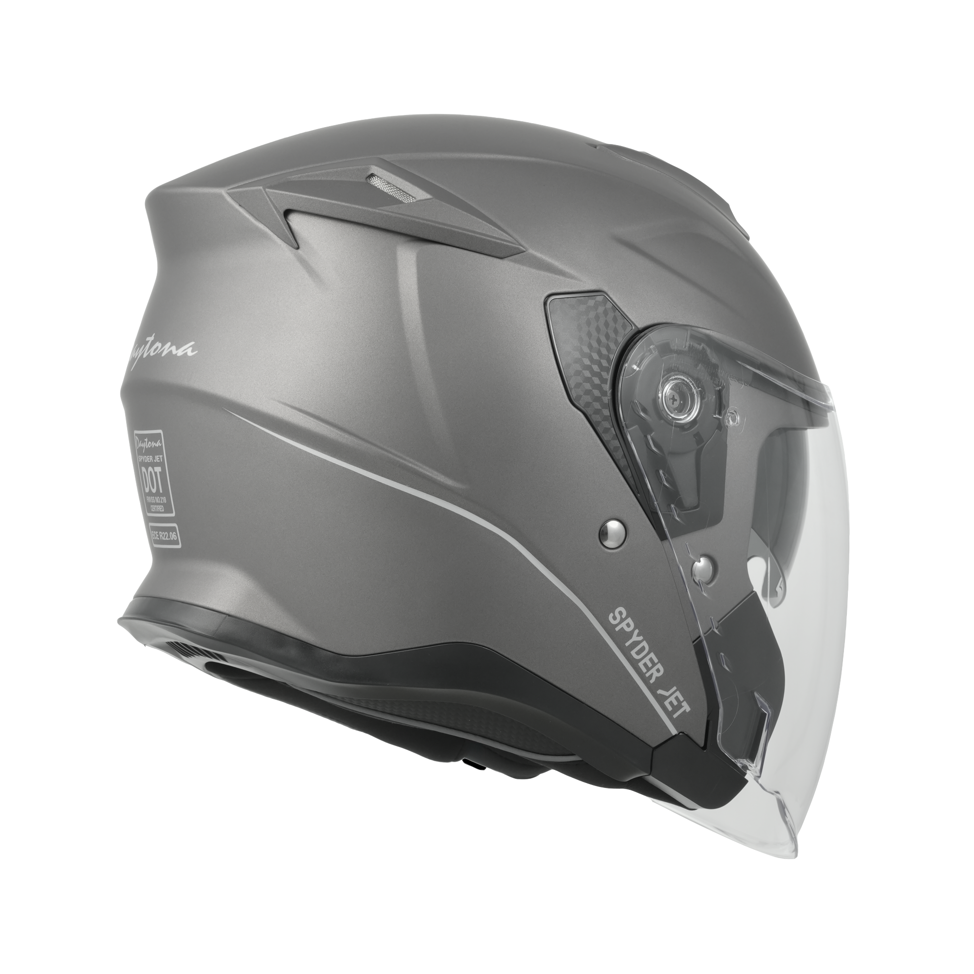D.O.T. & ECE Daytona Spyder Jet- Gun Metal Grey Dull Metallic JET Daytona Helmets