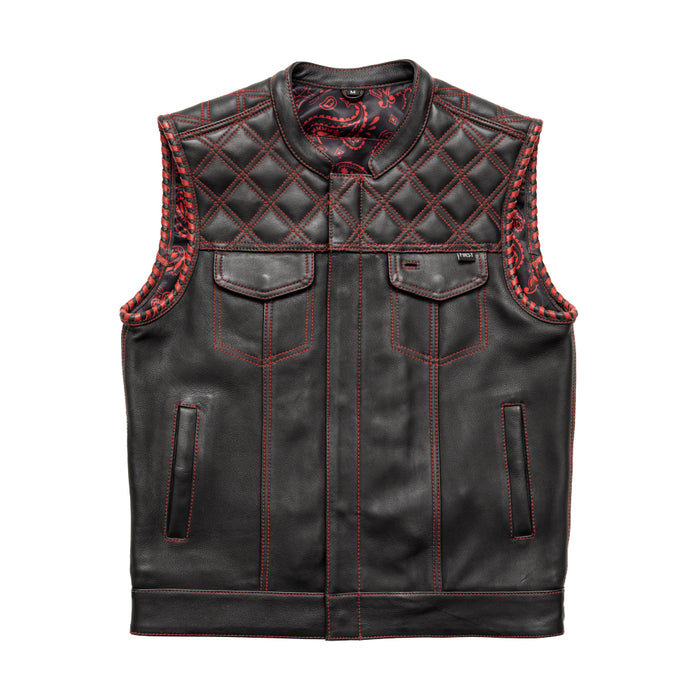 Sinister - Men's Motorcycle Leather Vest Men's Leather Vest First Manufacturing Company Black/Red S 