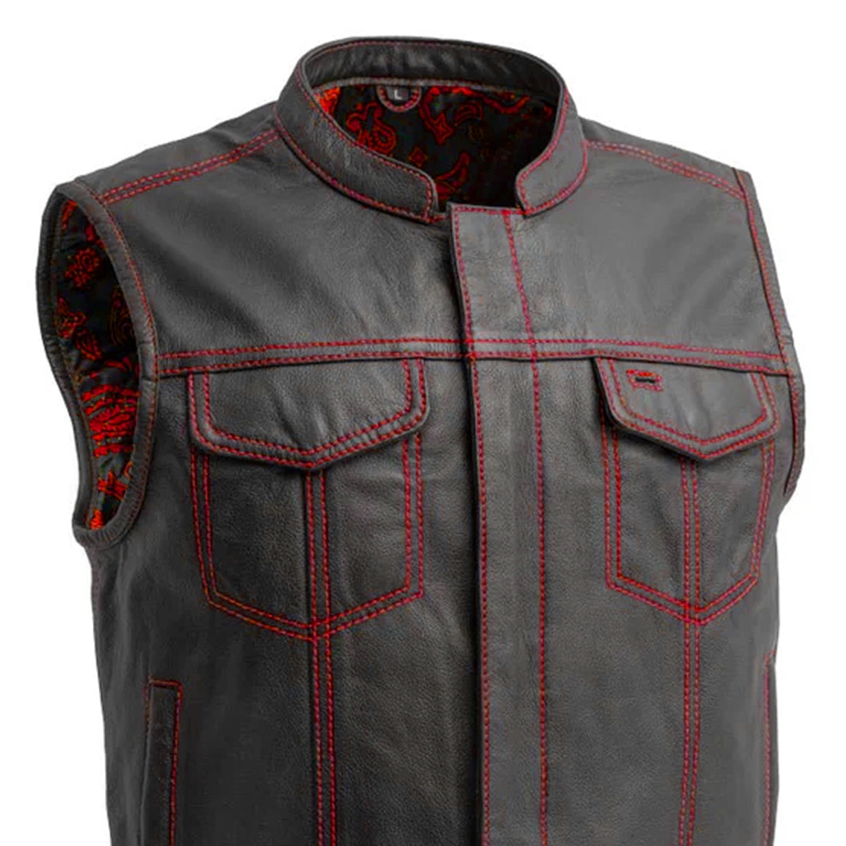 The Club Cut Men's Motorcycle Leather Vest, Multiple Color Options Men's Leather Vest Vests