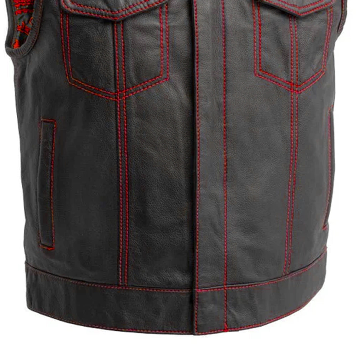 The Club Cut Men's Motorcycle Leather Vest, Multiple Color Options Men's Leather Vest Vests