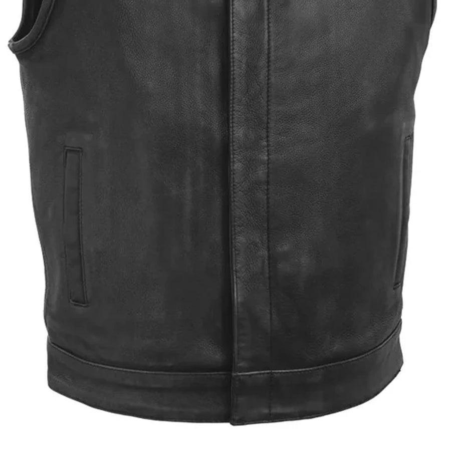 Top Rocker Men's Motorcycle Leather Vest Men's Leather Vest Vests
