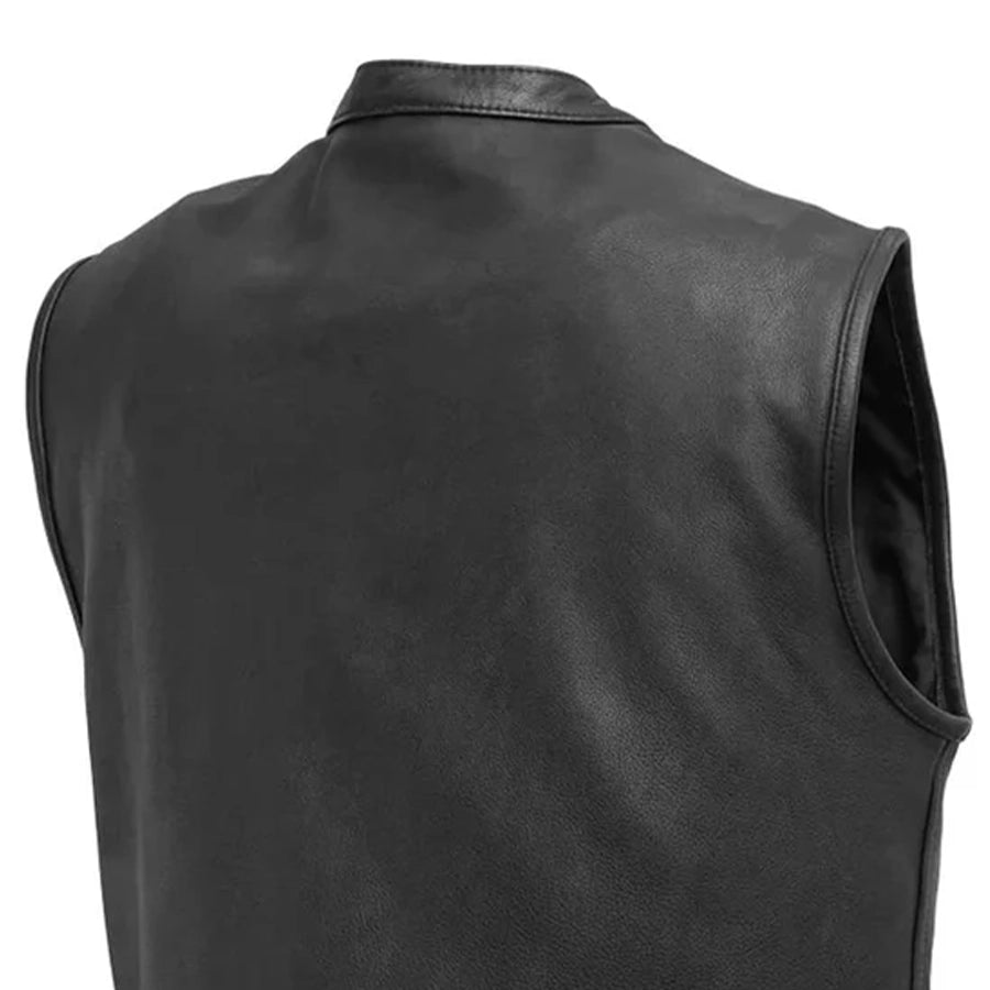 Top Rocker Men's Motorcycle Leather Vest Men's Leather Vest Vests