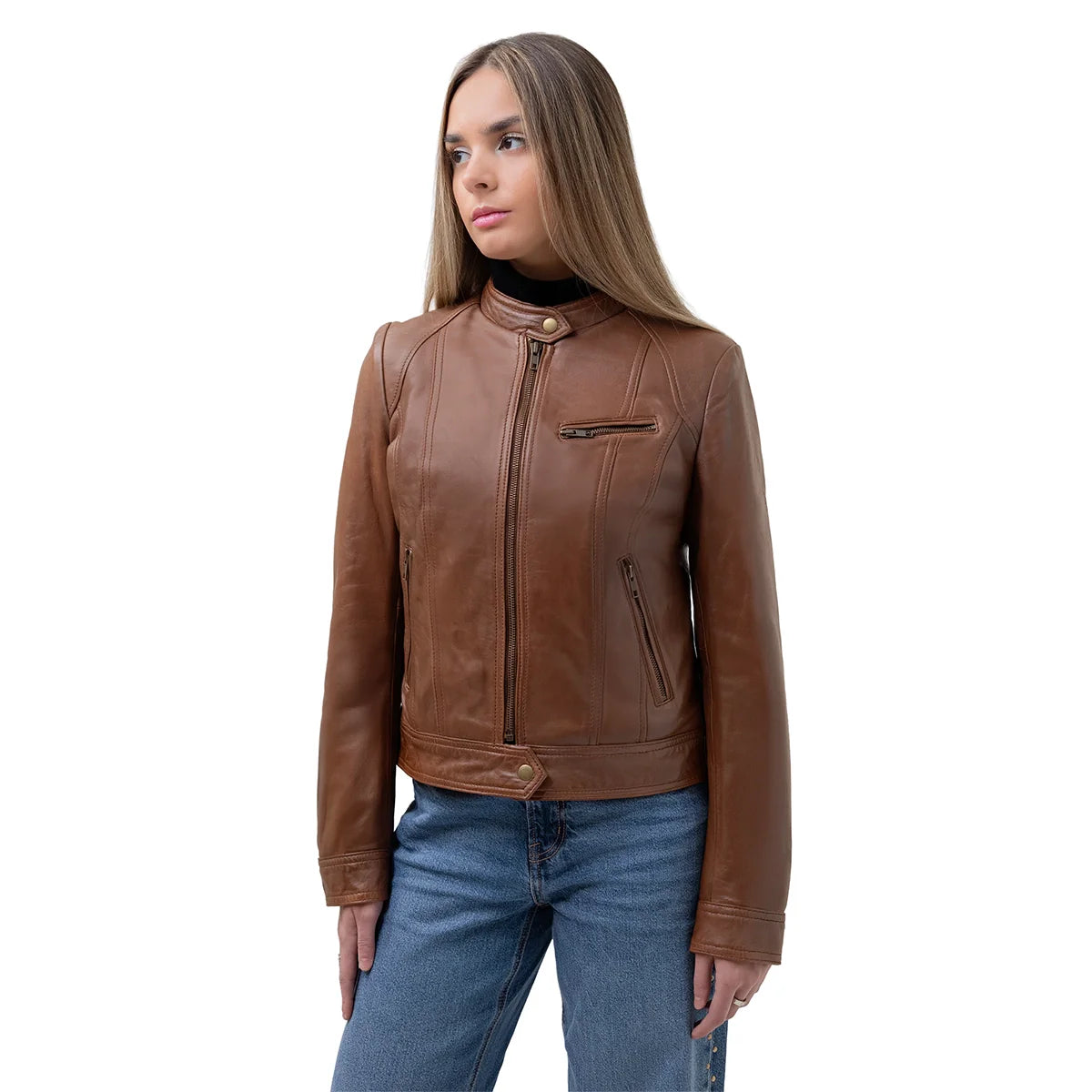Sara Women's Leather Jacket FMCo NY Whiskey XS