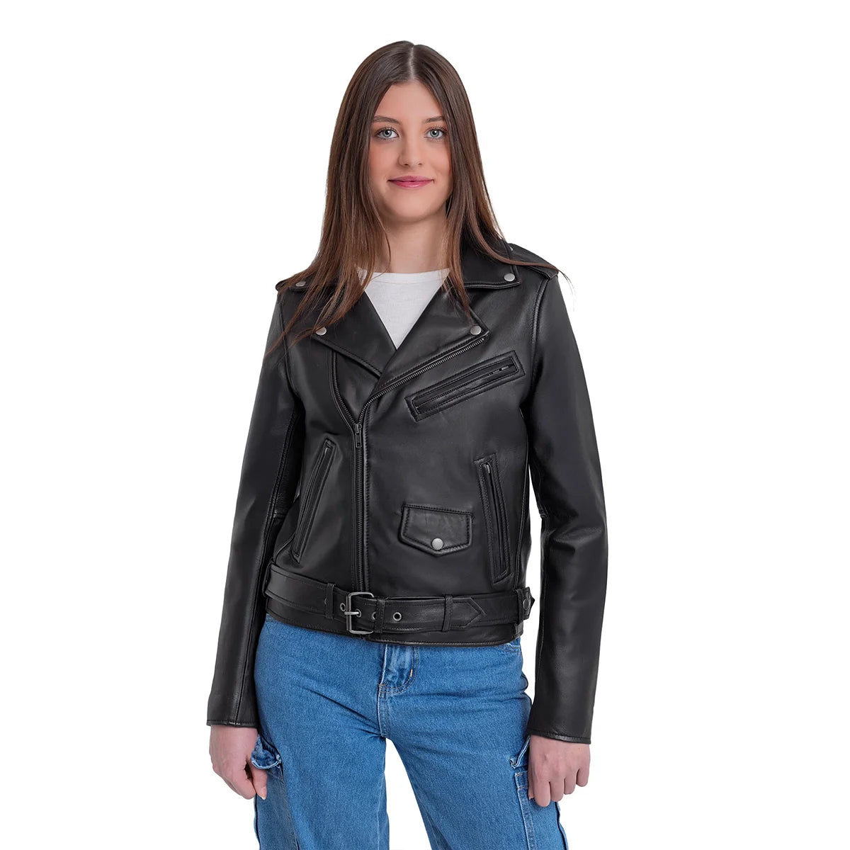 Sophia Women's Leather Jacket FMCo NY Black XS