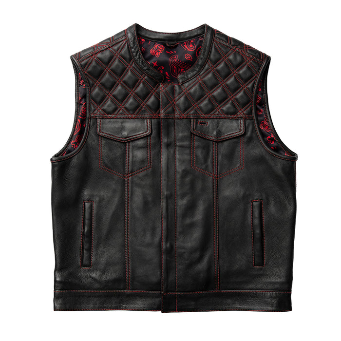 Whaler Red/Black Club Style Leather Vest  First Manufacturing Company   