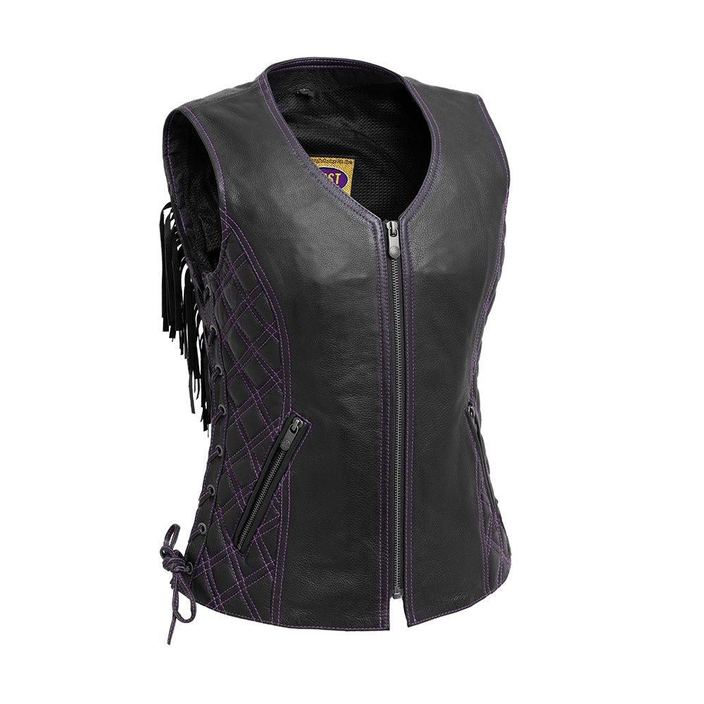 Bandida Women's Motorcycle Leather Vest Women's Leather Vest Vests Black XS