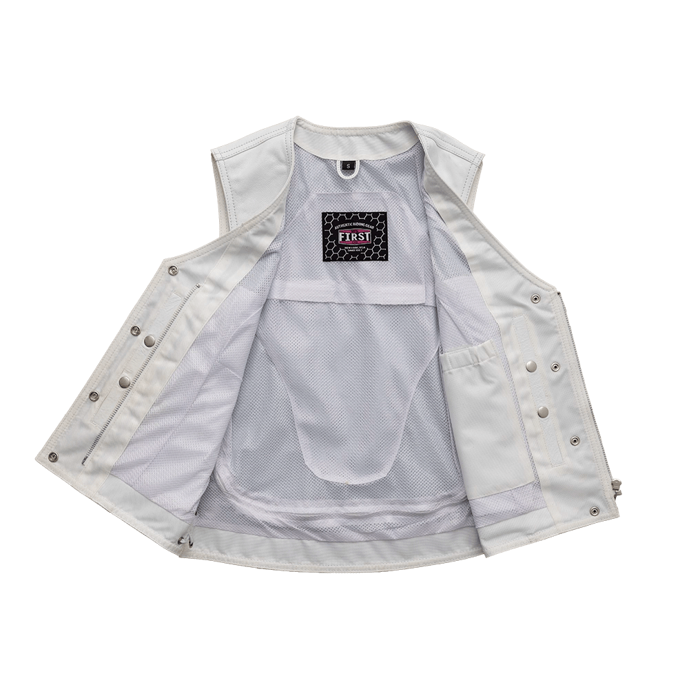 Beryl - Women's Motorcycle Leather Vest - White Women's Leather Vest Vests