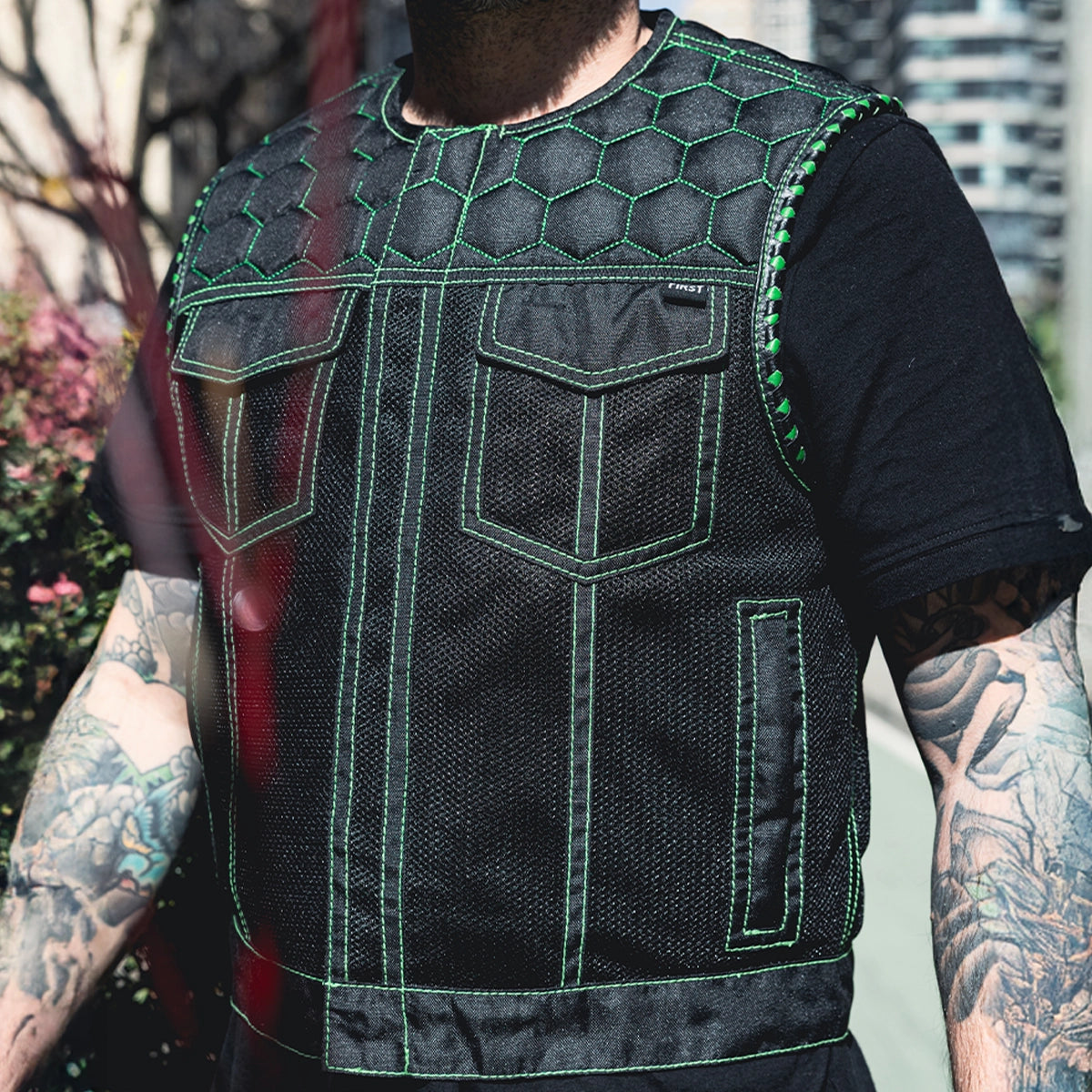 Lowside Hornet Moto Mesh Men's Club Style Vest Men's Moto Mesh Vest Vests