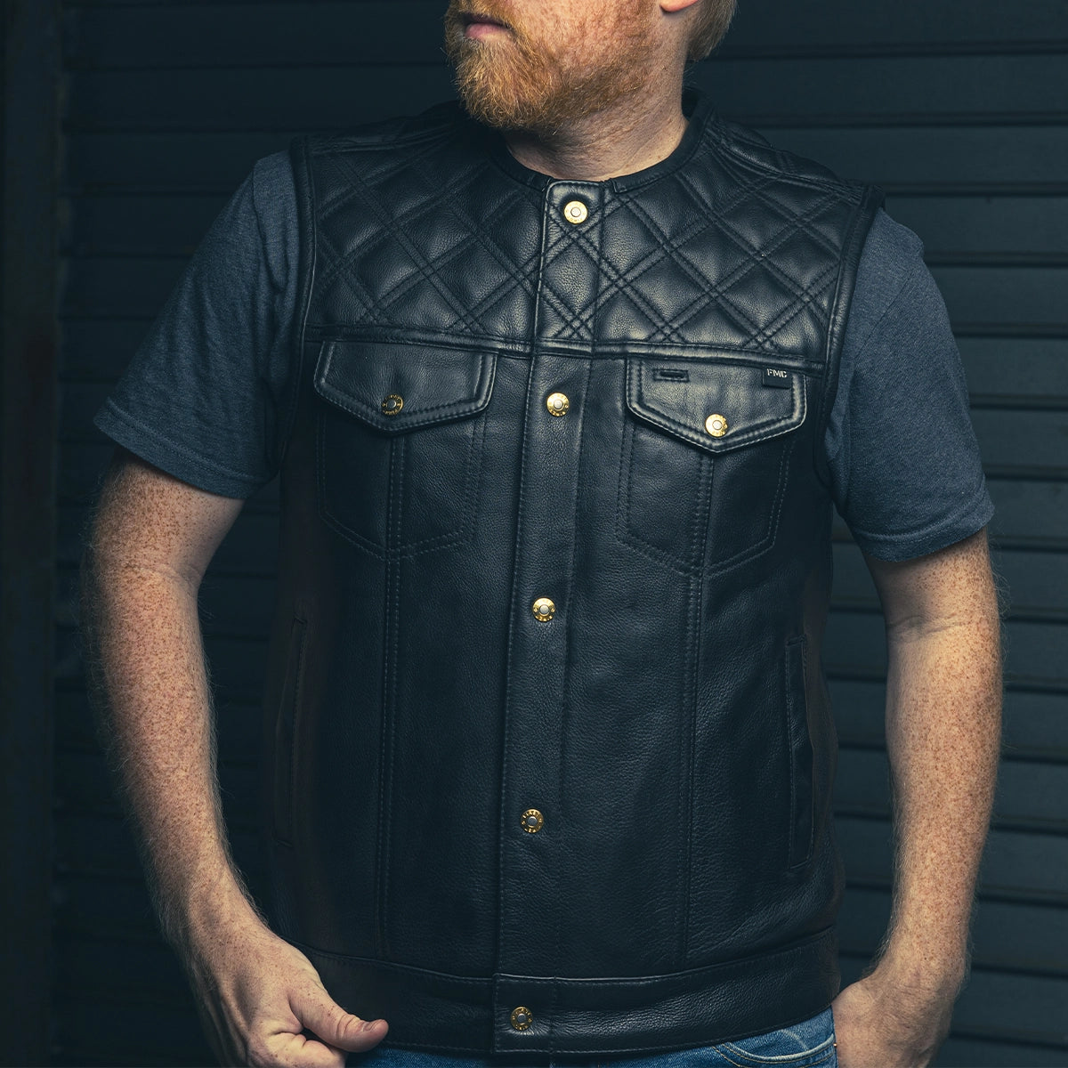 Shell Shock Men's Motorcycle Leather Vest (limited edition) Men's Leather Vest Vests