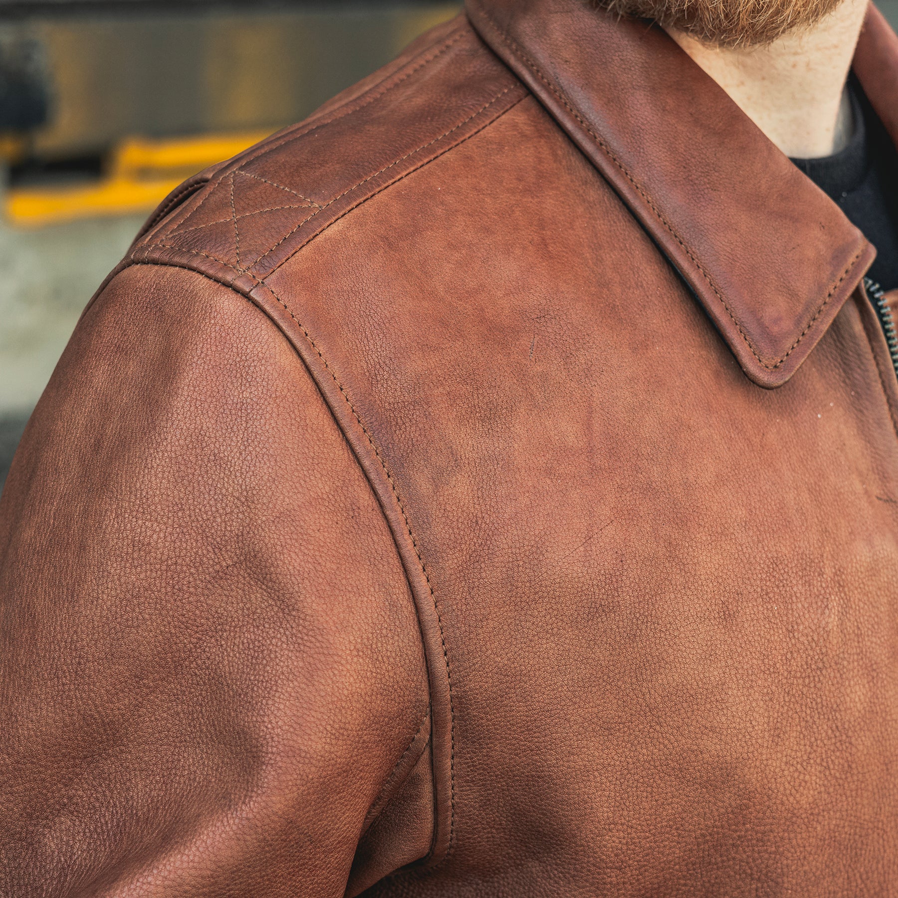 Moto Bomber - Men's Leather Jacket Cognac and Oxblood Men's Leather Jacket Jackets