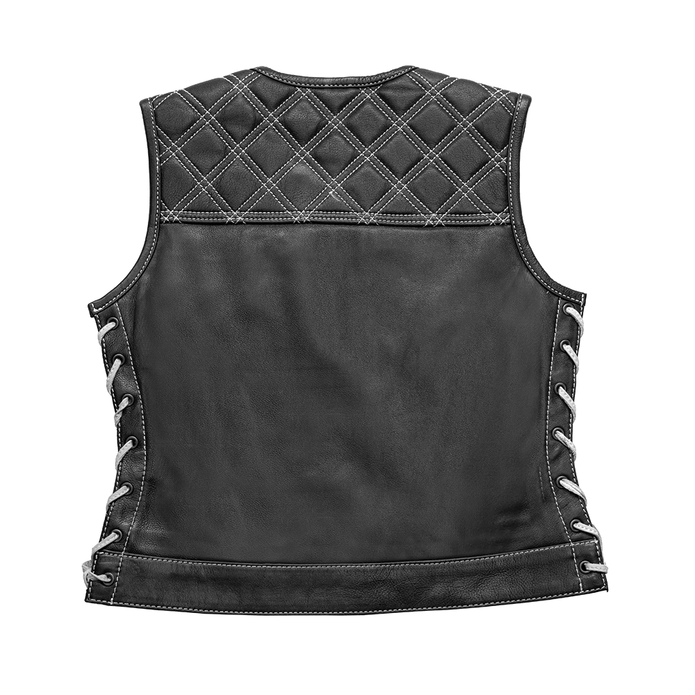 Bonnie - Women's Motorcycle Leather Vest - Diamond Quilt Women's Leather Vest Vests