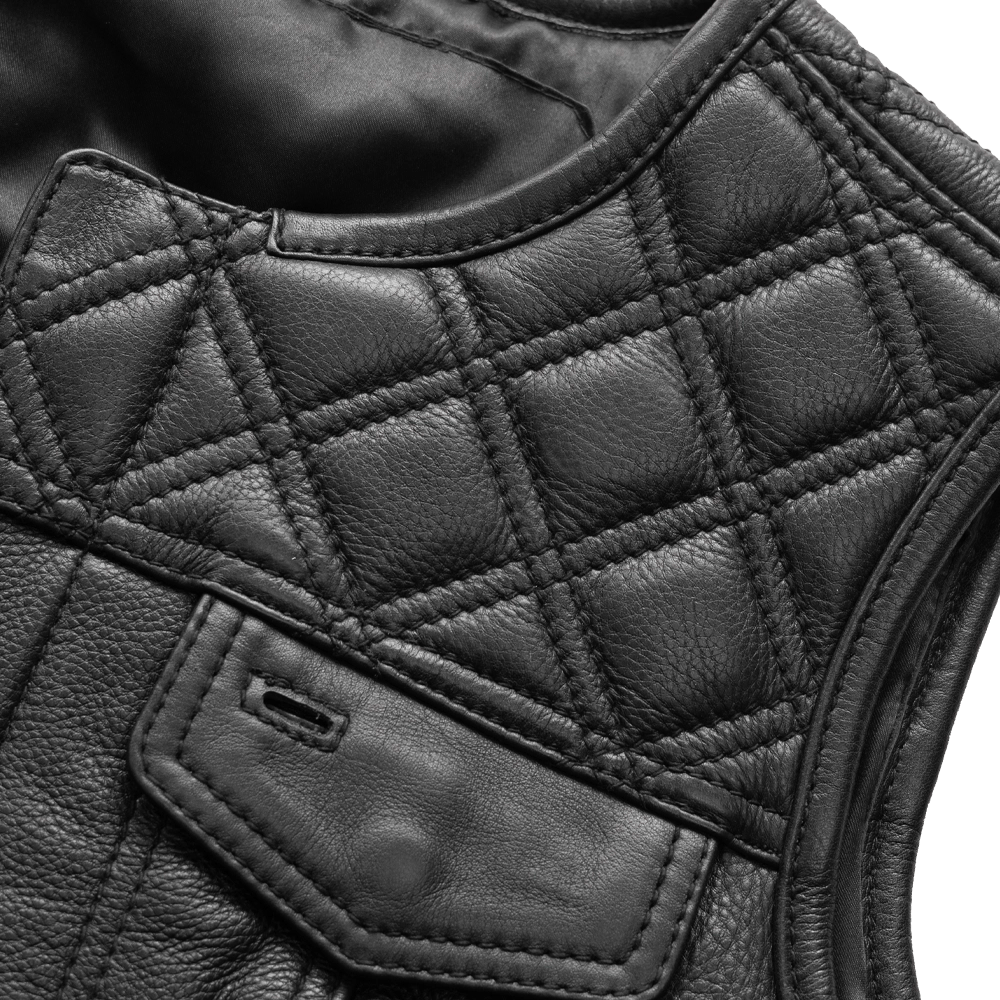 Bonnie - Women's Motorcycle Leather Vest - Diamond Quilt Women's Leather Vest Vests
