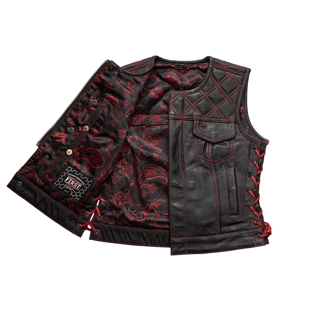 Bonnie - Women's Motorcycle Leather Vest - Diamond Quilt Women's Leather Vest Vests