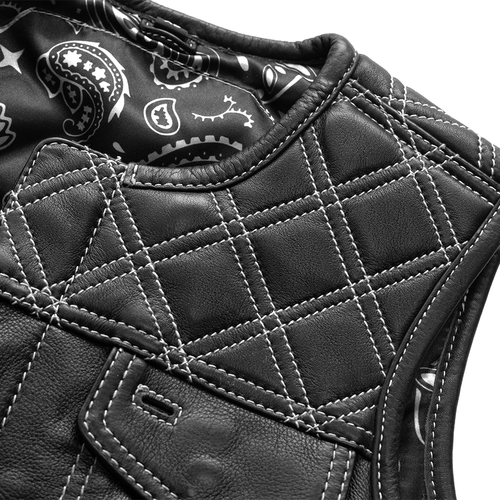 Bonnie - Women's Motorcycle Leather Vest - Diamond Quilt Women's Leather Vest Vests