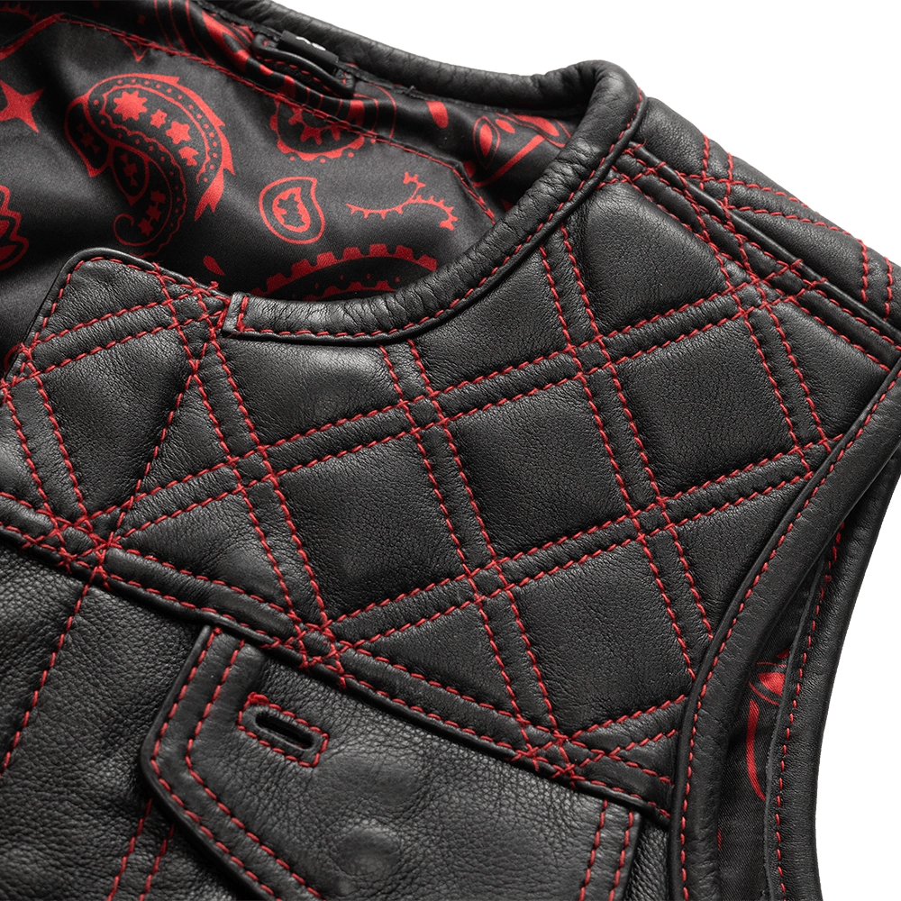 Bonnie - Women's Motorcycle Leather Vest - Diamond Quilt Women's Leather Vest Vests