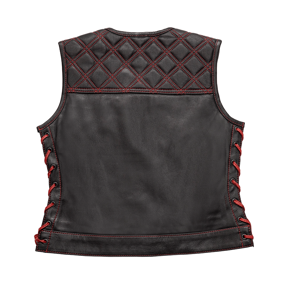 Bonnie - Women's Motorcycle Leather Vest - Diamond Quilt Women's Leather Vest Vests