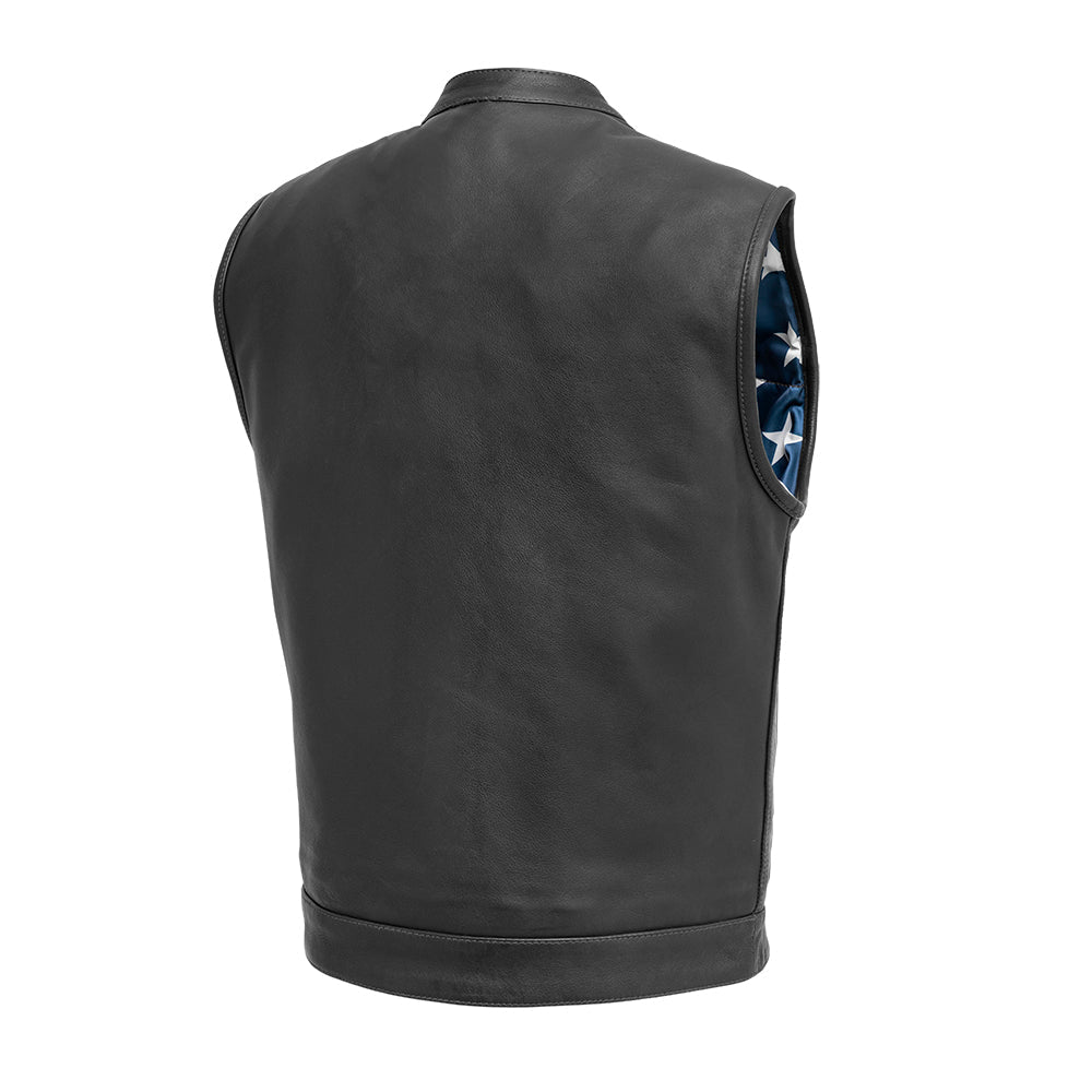 Born Free Men's Motorcycle Leather Vest - Black Stitch Men's Leather Vest Vests