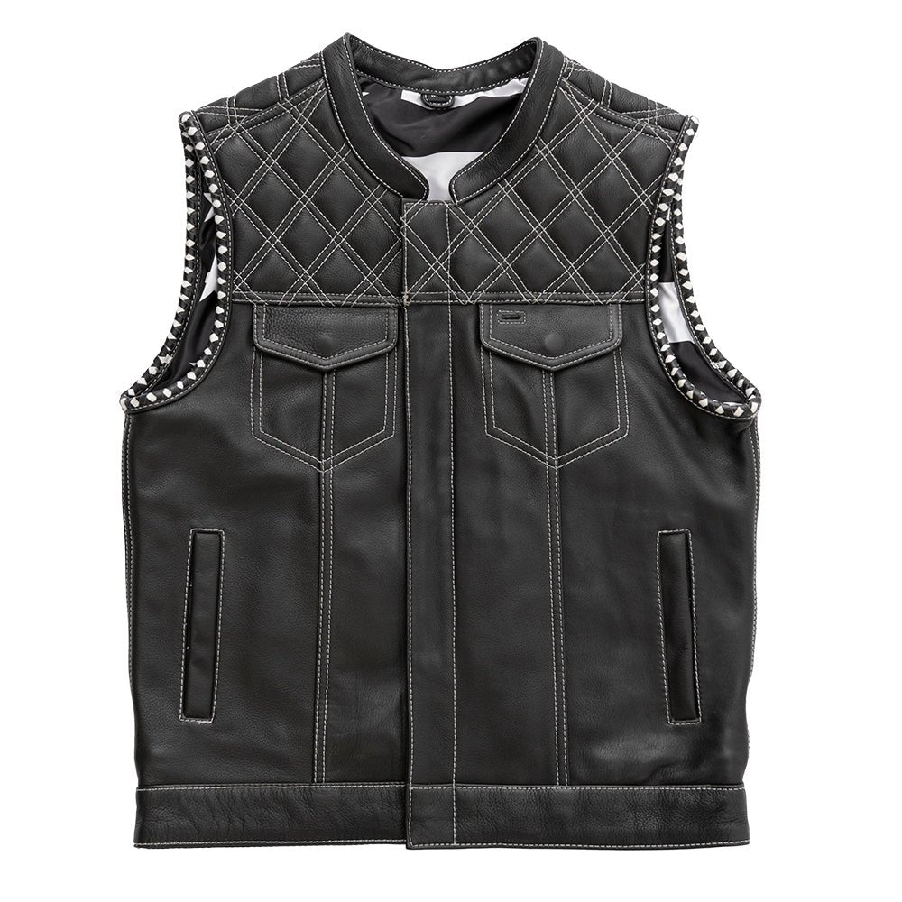 Burton - Men's Club Style Leather Vest - Limited Edition Men's Leather Vest Vests S