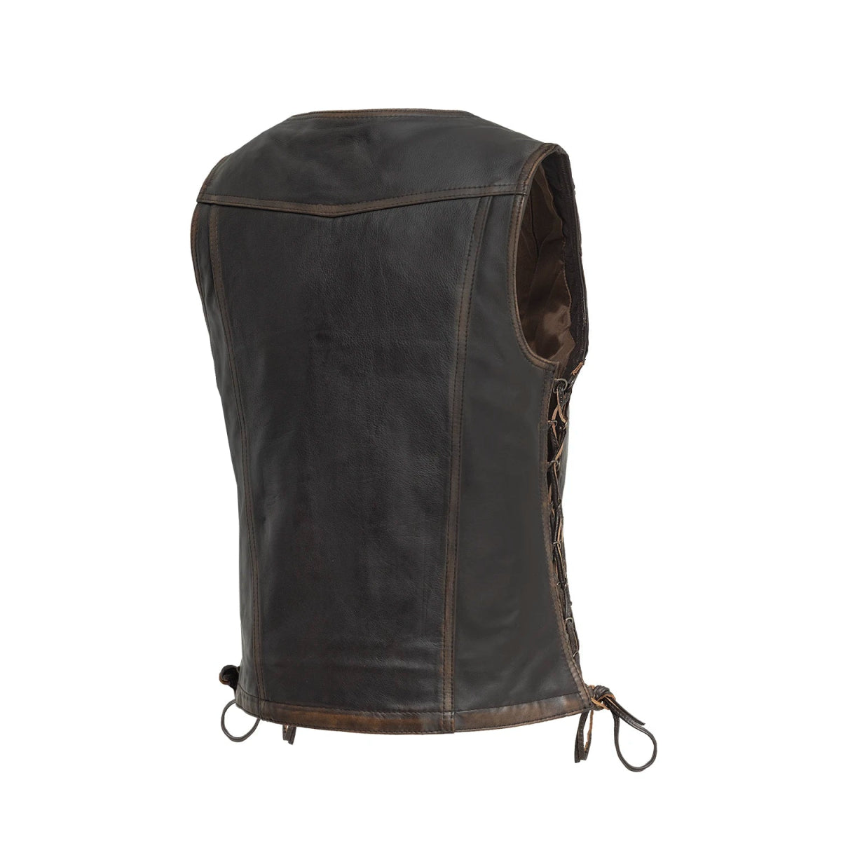 Cindy - Women's Motorcycle Leather Vest Brown Beige Women's Leather Vest Vests