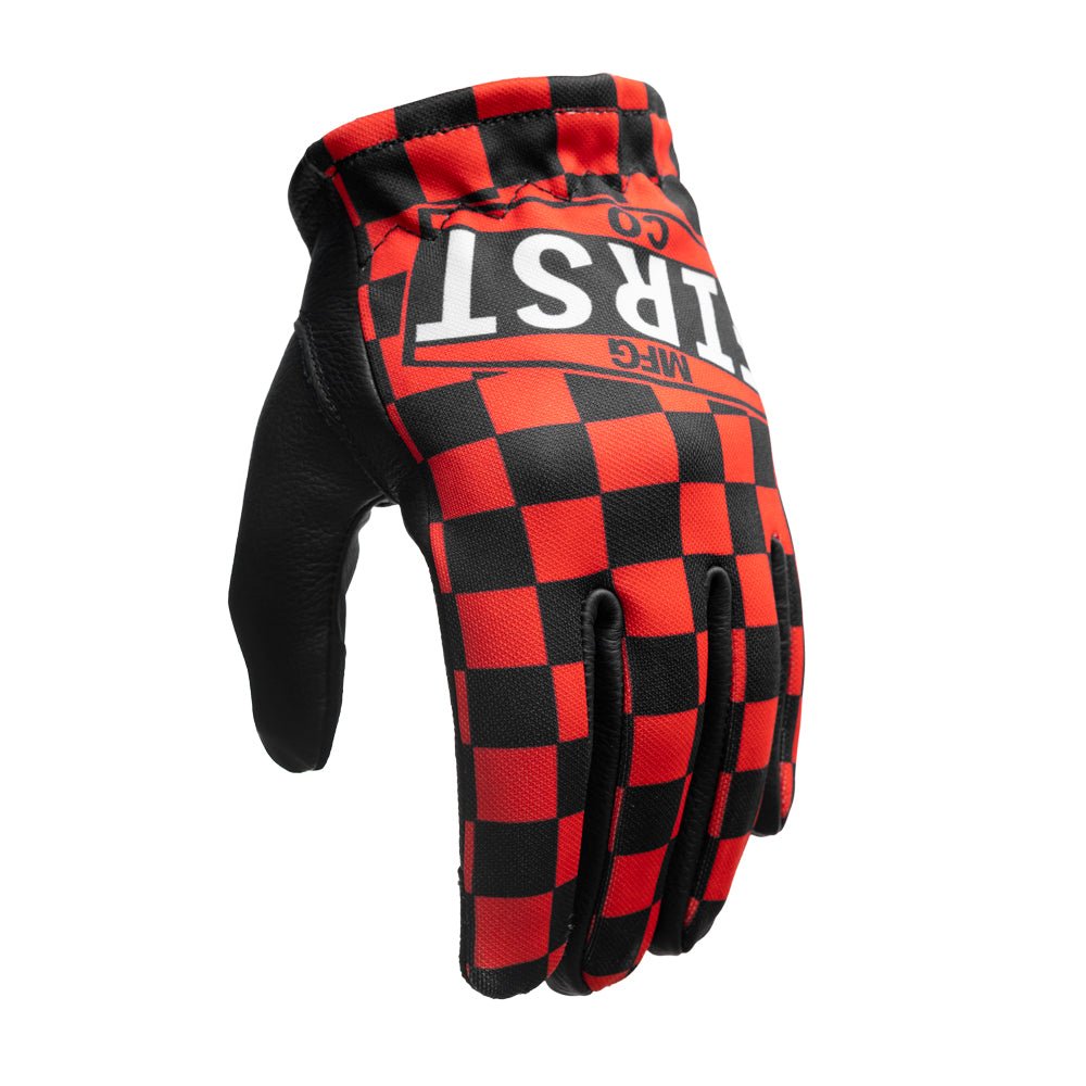 Clutch Men's Motorcycle Leather Gloves Men's Gloves Accessories Black and Red Checker S