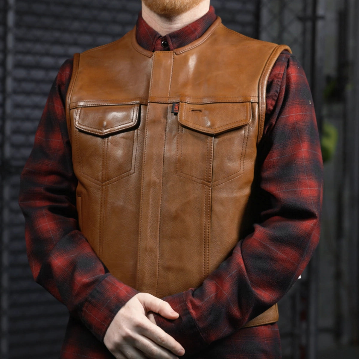 Lowside Men's Motorcycle Leather Vest Men's Leather Vest Vests