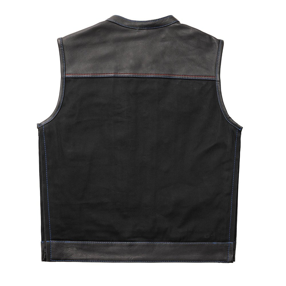 Colossus - Men's Leather/Twill Motorcycle Vest - Limited Edition Factory Customs First Manufacturing Company