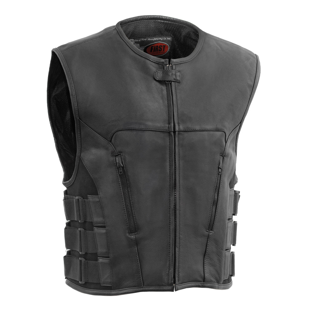 Commando Men's Leather Swat Style Motorcycle Vest Men's Leather Vest Vests Black S