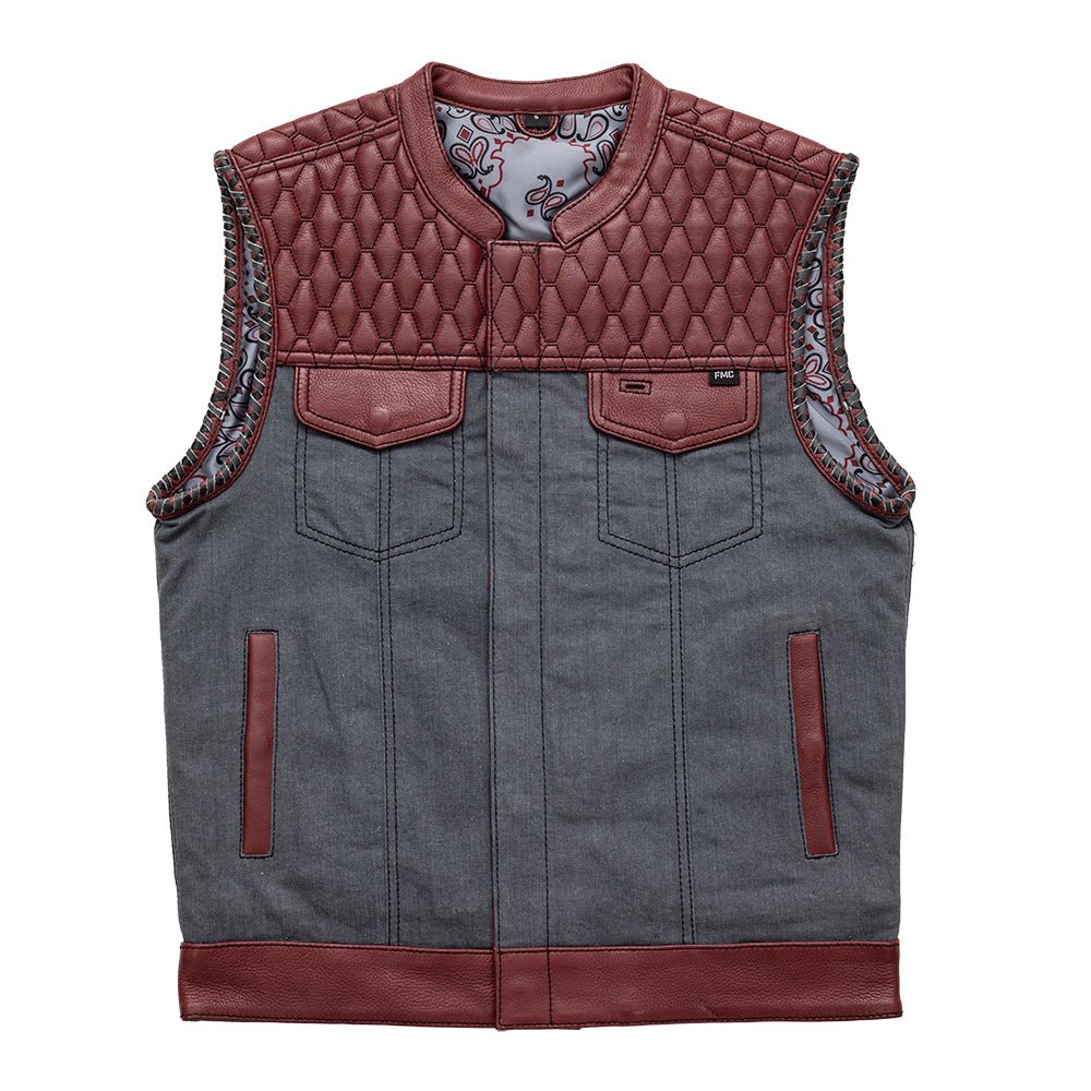 Men's Club Style Leather And Denim outlets Vest Black Sorrow Stich Hunt Club Vest Biker Vest Motorcycle Waistcoat Hunt Club Vest