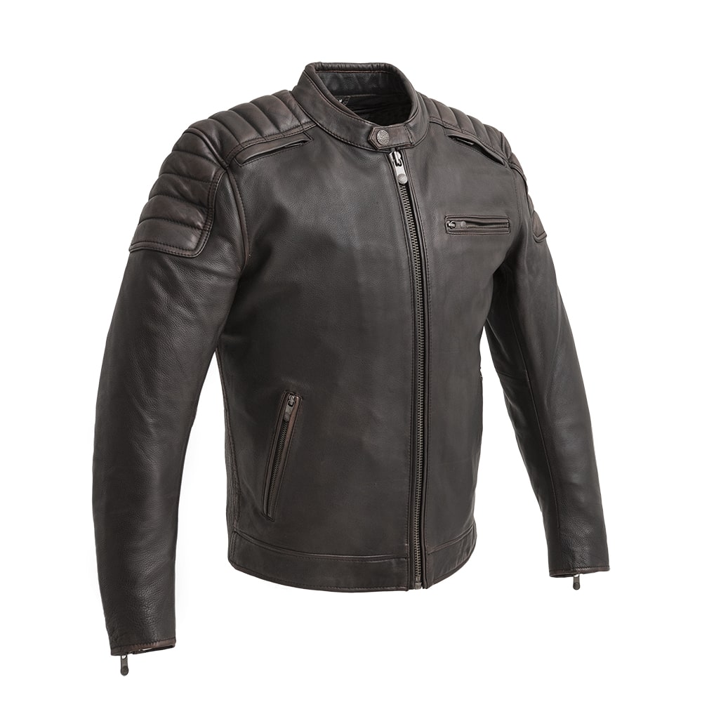 Crusader Men's Motorcycle Leather Jacket Men's Leather Jacket Jackets Brown Beige S