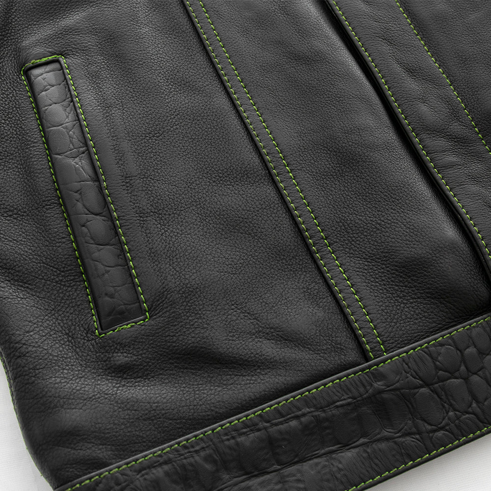 Crysis - Men's Leather Motorcycle Vest - Limited Edition Factory Customs First Manufacturing Company