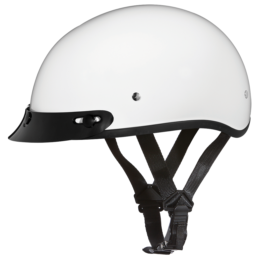 DOT Approved Daytona Skull Cap Half Shell Motorcycle Helmet - Beanie Style for Motorcycles, Cruisers, Scooters, and Mopeds - Hi-Gloss White DAYTONA SKULL CAP Daytona Helmets