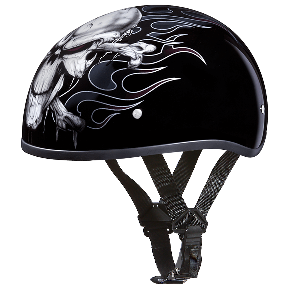 DOT Approved Daytona Motorcycle Half Face Helmet - Skull Cap Graphics for Men & Women, Scooters, ATVs, UTVs & Choppers - W/ Cross Bones DAYTONA SKULL CAP - GRAPHICS Daytona Helmets
