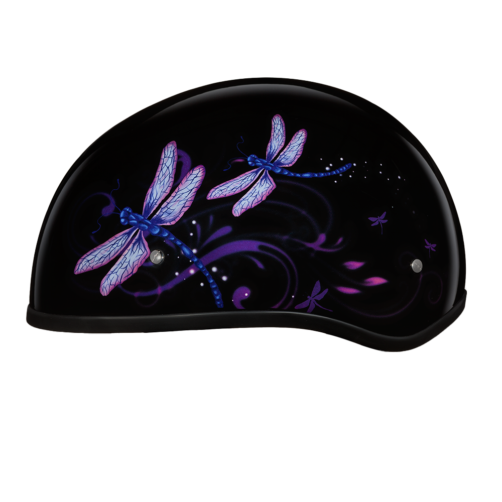 DOT Approved Daytona Motorcycle Half Face Helmet - Skull Cap Graphics for Men & Women, Scooters, ATVs, UTVs & Choppers - W/ Dragonfly DAYTONA SKULL CAP - GRAPHICS Daytona Helmets