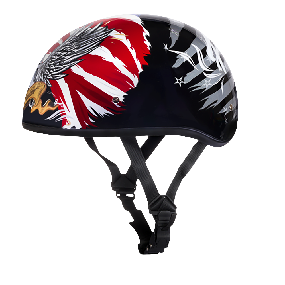 DOT Approved Daytona Motorcycle Half Face Helmet - Skull Cap Graphics for Men & Women, Scooters, ATVs, UTVs & Choppers - W/ Freedom 2.0 DAYTONA SKULL CAP - GRAPHICS Daytona Helmets