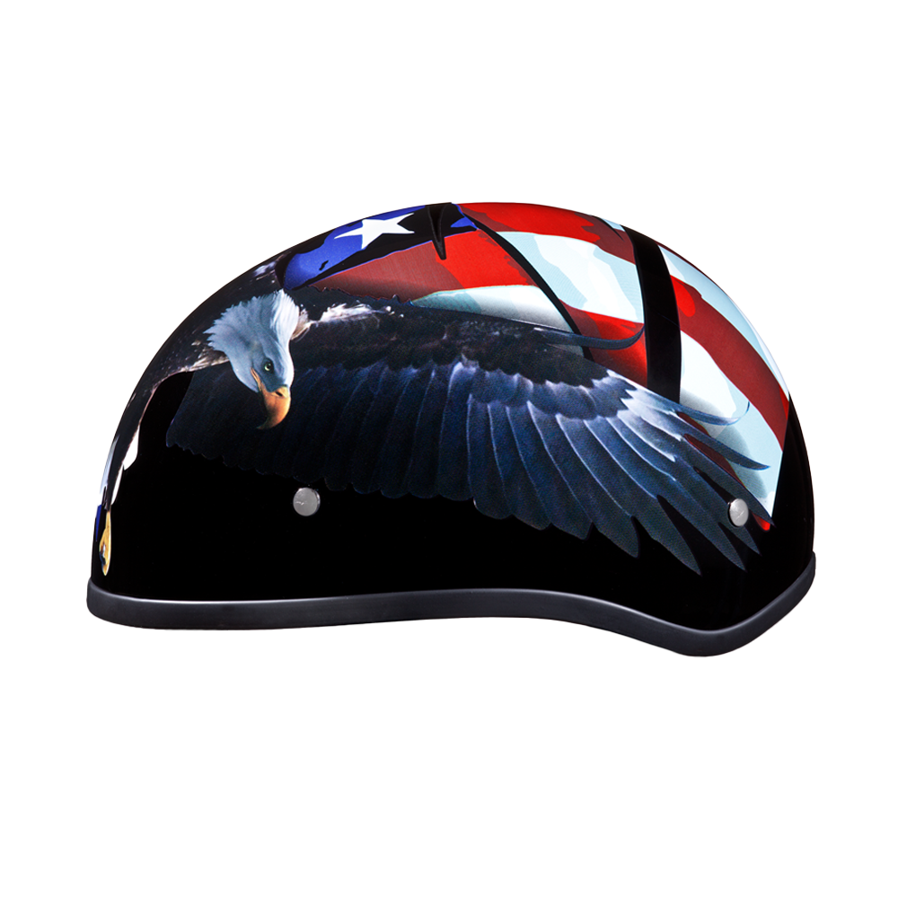 DOT Approved Daytona Motorcycle Half Face Helmet - Skull Cap Graphics for Men & Women, Scooters, ATVs, UTVs & Choppers - W/ Freedom DAYTONA SKULL CAP - GRAPHICS Daytona Helmets