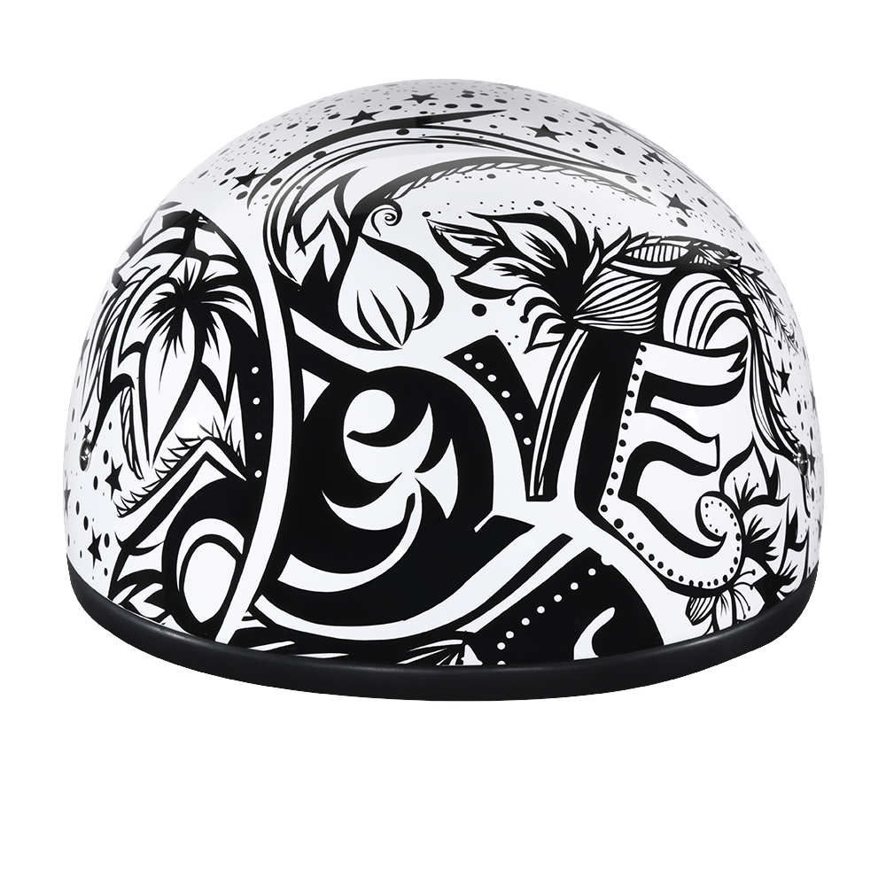 DOT Approved Daytona Motorcycle Half Face Helmet - Skull Cap Graphics for Men & Women, Scooters, ATVs, UTVs & Choppers - W/ Lovesee DAYTONA SKULL CAP - GRAPHICS Daytona Helmets