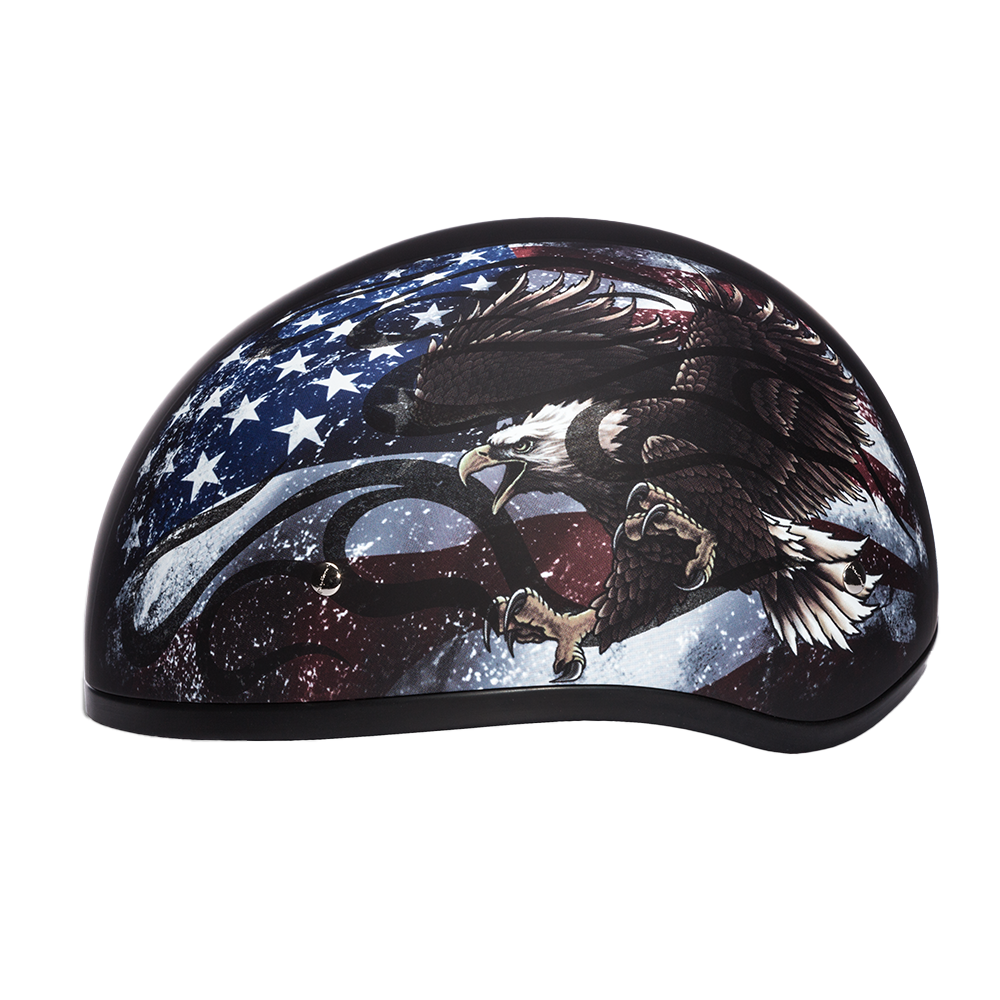 DOT Approved Daytona Motorcycle Half Face Helmet - Skull Cap Graphics for Men & Women, Scooters, ATVs, UTVs & Choppers - W/ USA DAYTONA SKULL CAP - GRAPHICS Daytona Helmets