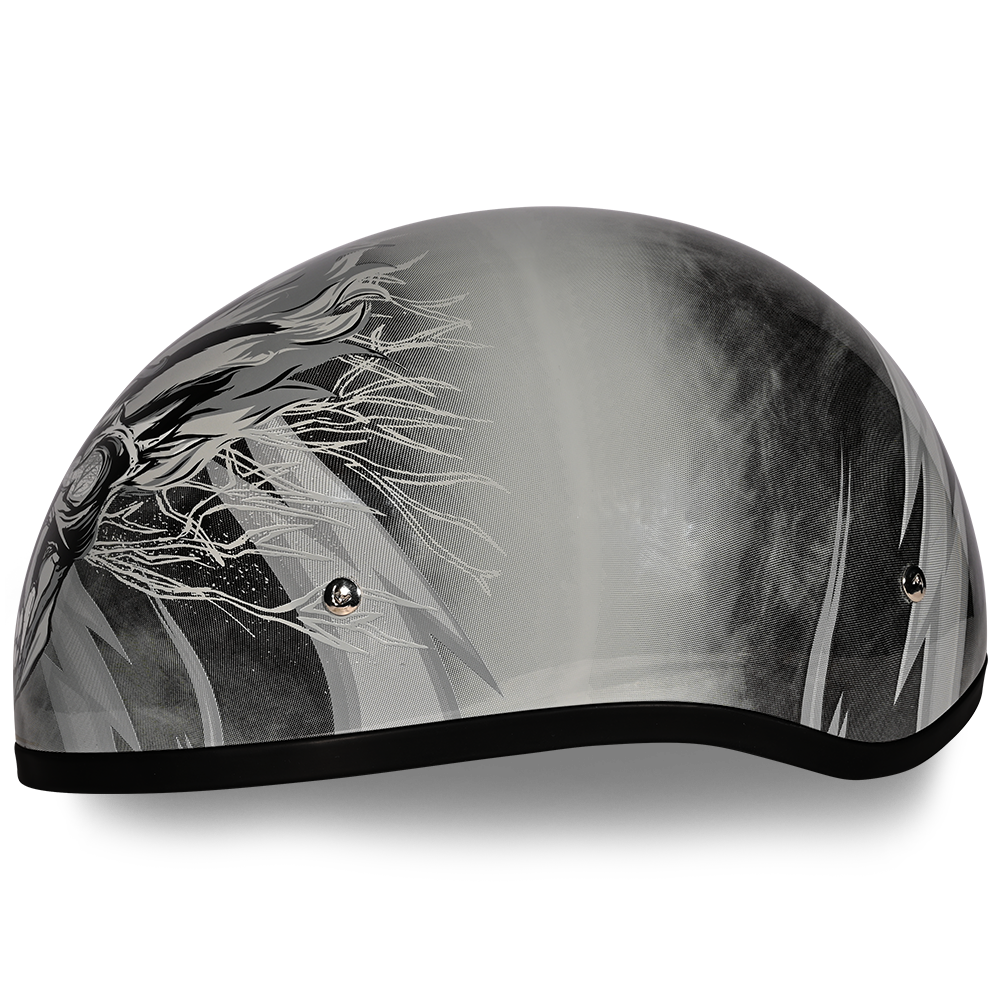 DOT Approved Daytona Motorcycle Half Face Helmet - Skull Cap Graphics for Men & Women, Scooters, ATVs, UTVs & Choppers - W/ Thunder DAYTONA SKULL CAP - GRAPHICS Daytona Helmets
