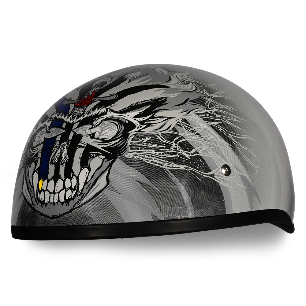 DOT Approved Daytona Motorcycle Half Face Helmet - Skull Cap Graphics for Men & Women, Scooters, ATVs, UTVs & Choppers - W/ Thunder DAYTONA SKULL CAP - GRAPHICS Daytona Helmets