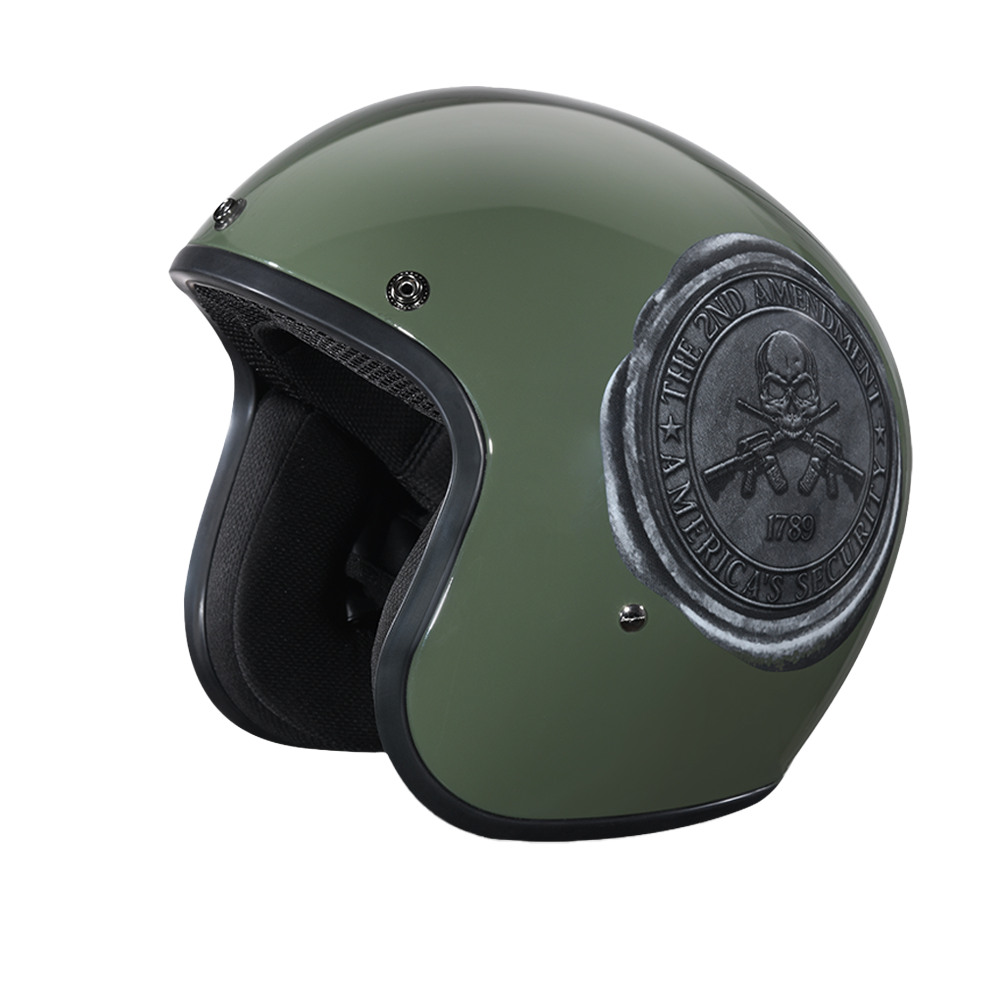 DOT Approved Daytona Cruiser Open Face Motorcycle Helmet - Men, Women & Youth - With Visor & Graphics - W/ 2nd Amendment Seal CRUISER - GRAPHICS Daytona Helmets