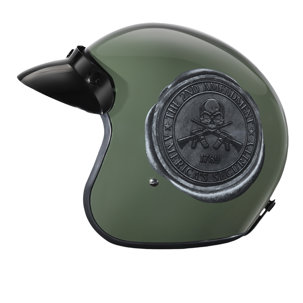 DOT Approved Daytona Cruiser Open Face Motorcycle Helmet - Men, Women & Youth - With Visor & Graphics - W/ 2nd Amendment Seal CRUISER - GRAPHICS Daytona Helmets
