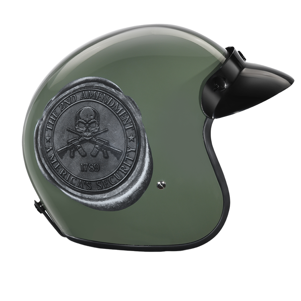 DOT Approved Daytona Cruiser Open Face Motorcycle Helmet - Men, Women & Youth - With Visor & Graphics - W/ 2nd Amendment Seal CRUISER - GRAPHICS Daytona Helmets